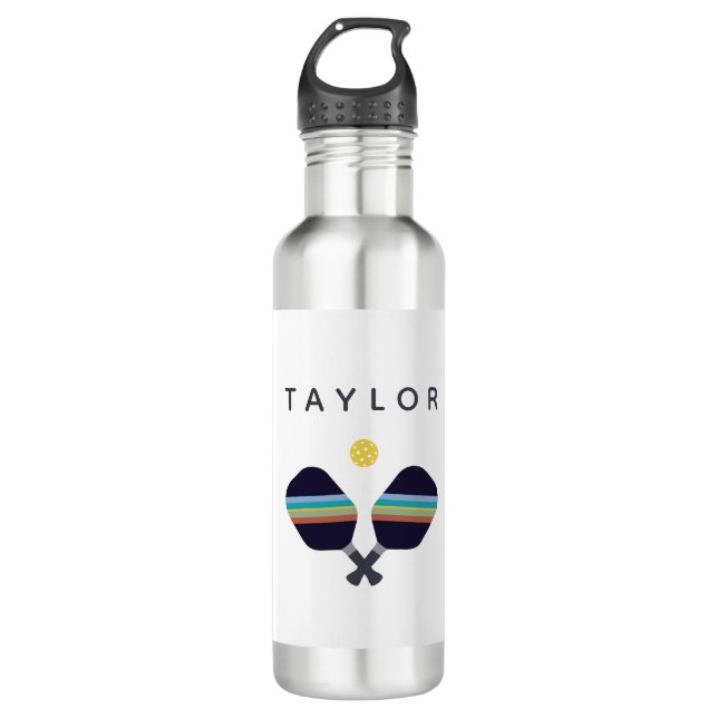 Pickleball Player Personalized Name Stainless Steel Water Bottle (Front)
