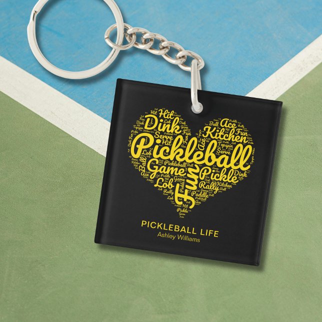 Pickleball Player Personalized Name Word Art Keychain (Personalize with name, replace other text if you wish)