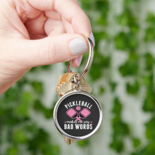 Pickleball Player Pickleball Makes Me Say Bad Keychain