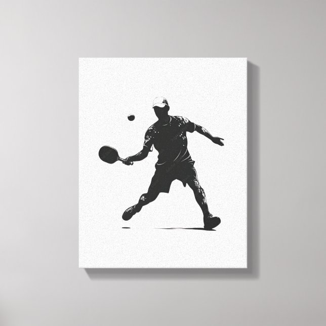 Pickleball Player Silhouette Sport Design Canvas Print (Front)