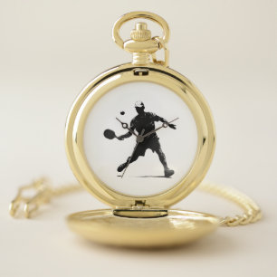 Pickleball Player Silhouette Sport Design Pocket Watch