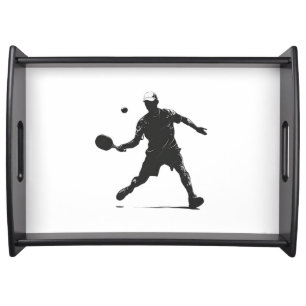 Pickleball Player Silhouette Sport Design Serving Tray