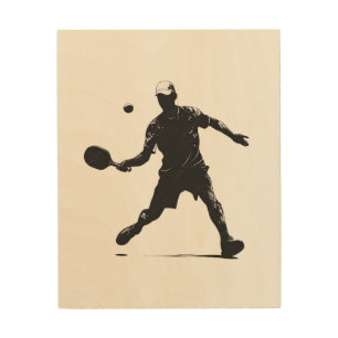 Pickleball Player Silhouette Sport Design Wood Wall Art
