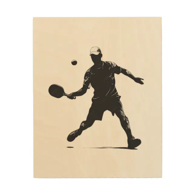 Pickleball Player Silhouette Sport Design Wood Wall Art | Zazzle