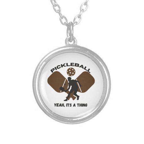Pickleball Player Silver Plated Necklace