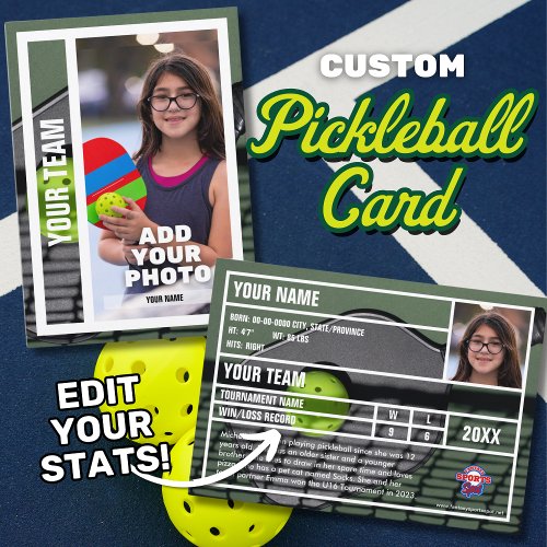 Pickleball Player Trading Card Souvenir _ Green