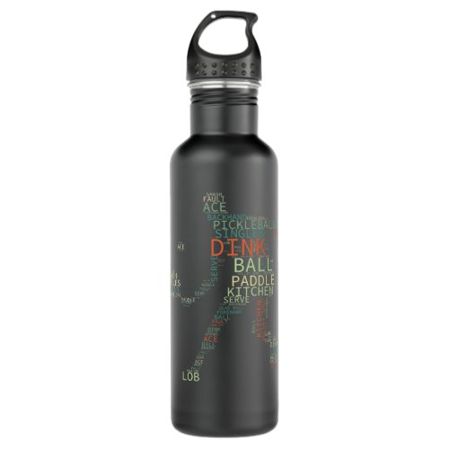 Pickleball Player Typography Word Art 755 Stainless Steel Water Bottle