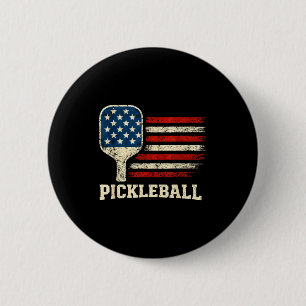 Pickleball player us flag american paddleball love button