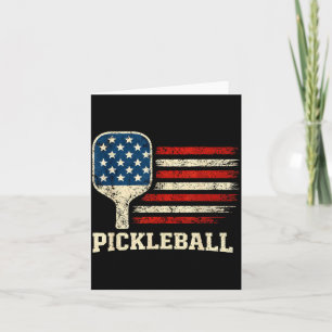 Pickleball player us flag american paddleball love card