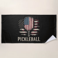 Pickleball Player US Flag Retro Paddleball