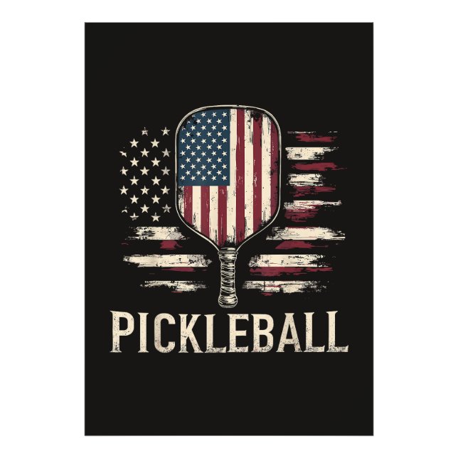 Pickleball Player US Flag Retro Paddleball Photo Print (Front)