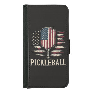 Pickleball Player US Flag Retro Paddleball Samsung Galaxy S5 Wallet Case
