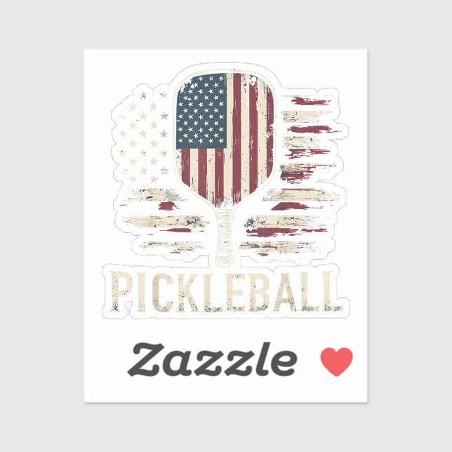 Pickleball Player US Flag Retro Paddleball Sticker (Sheet)