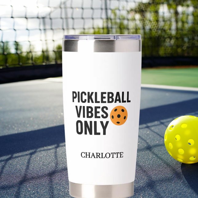 Pickleball player vibes quote name insulated tumbler (Creator Uploaded)
