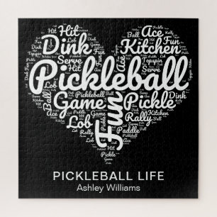 Pickleball Player Word Art Typography Personalized Jigsaw Puzzle