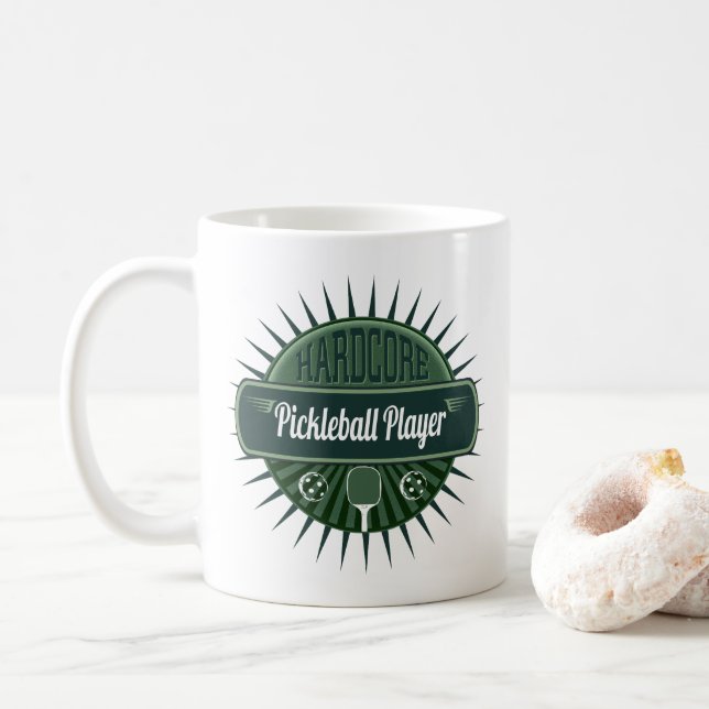 Pickleball Players Coffee or Tea Modern Retro Coffee Mug (With Donut)