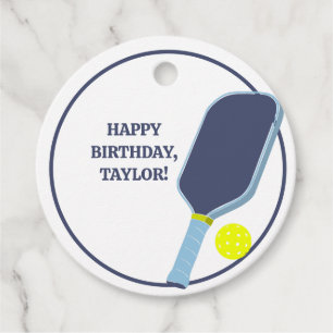 Pickleball Players Custom Message Birthday Favor Tags