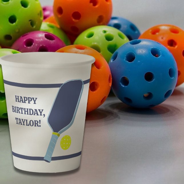 Pickleball Players Custom Message Birthday Paper Cups (Creator Uploaded)