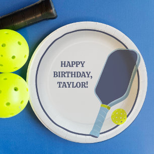Pickleball Players Custom Message Birthday Paper Plates