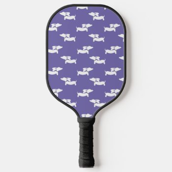 Pickleball Playing Dachshund Mom Purple Pickleball Paddle by Smoothe1 at Zazzle