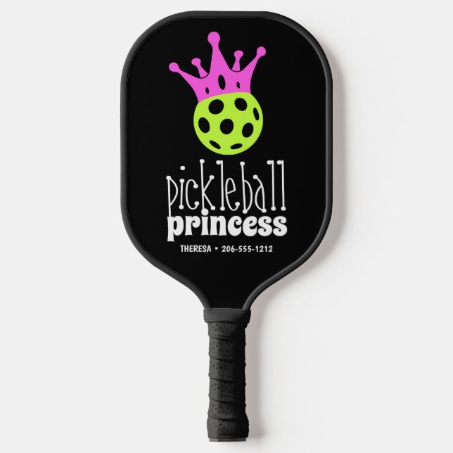 Pickleball Princess Bright Neon Personalized Pickleball Paddle (Front)