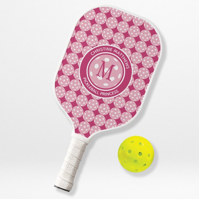 Pickleball Princess Custom Quote Name Initial Pink Pickleball Paddle (Pickleball Princess Custom Quote Name Initial Pink Pickleball Paddle)