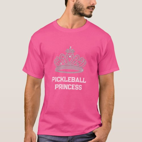 Pickleball Princess Girly Pink and White Paddle T_Shirt