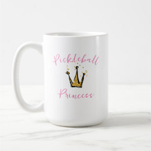 Pickleball Princess Gold Glitter Tiara & Pink Text Coffee Mug