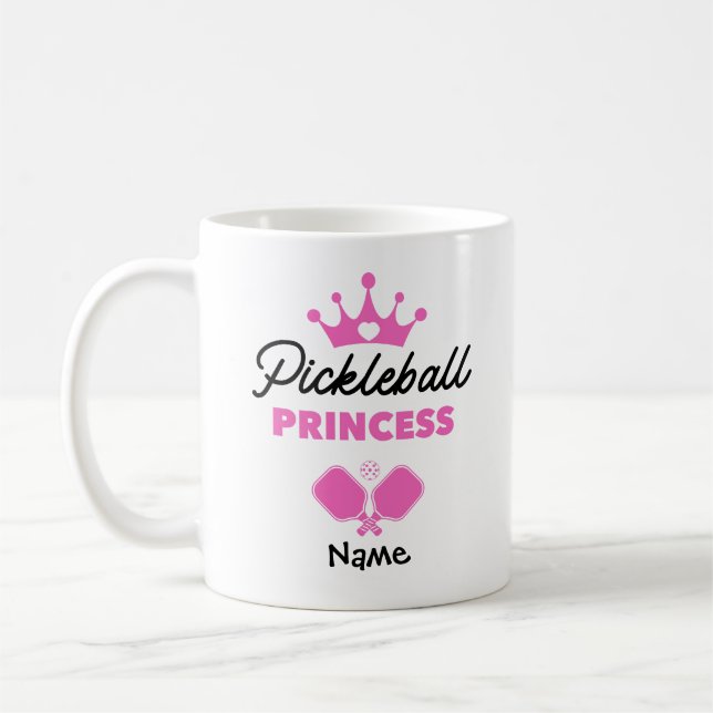 Pickleball Princess Pink Personalized Coffee Mug (Left)