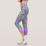 Pickleball Print, Colorful Abstract, Custom Text Capri Leggings<br><div class="desc">Stand out on the pickleball court with these super cute capri leggings featuring a colorful abstract doodle swirl pattern highlighted with pickleballs and your custom text on the bottom edge. Customize with your monogram, club name, player name, etc. Or delete the text and just have the pickleballs. Super comfortable, high...</div>