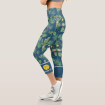 Pickleball Player Custom High Waisted Royal Blue Capri Leggings