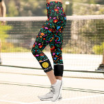 Pickleball Print Fun Colorful Floral Custom Text Capri Leggings<br><div class="desc">Stand out on the pickleball court with these super cute capri leggings featuring a fun colorful floral pattern highlighted with pickleballs and your custom text on the bottom edge. Customize with your monogram, club name, player name, etc. Or delete the text and just have the pickleballs. Super comfortable, high quality...</div>