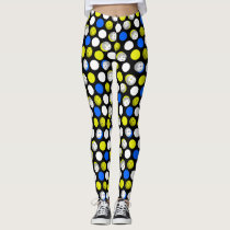 Pickleball Print - green white blue polka dots Leggings Pickleball Print - green white blue polka dots Leggings