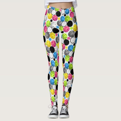 Pickleball Print with fuchsia balls Leggings