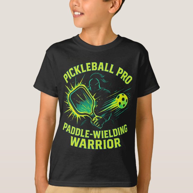 Pickleball Pro: Paddle Wielding Warrior T-Shirt (Front)