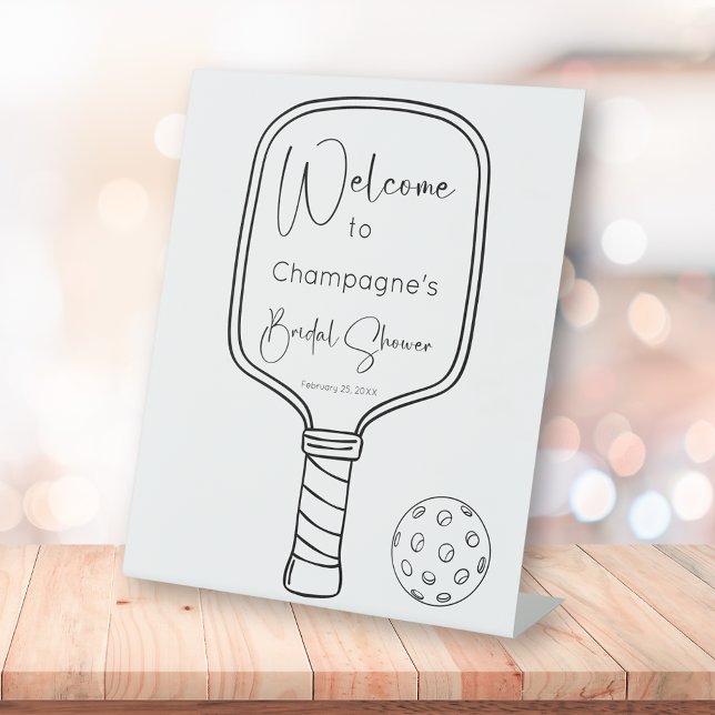Pickleball & Prosecco Bridal Shower Welcome Pedestal Sign (Creator Uploaded)