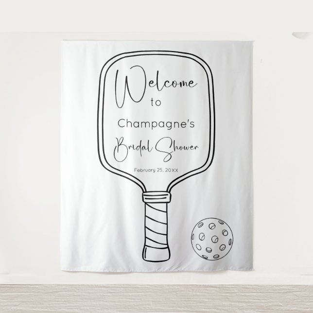 Pickleball & Prosecco Bridal Shower Welcome Tapestry (Front)