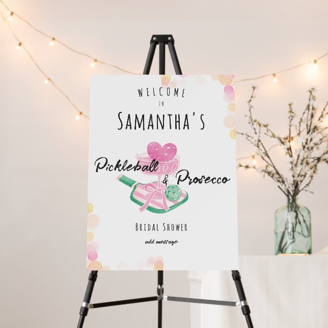 Pickleball & Prosecco Retro Couples Bridal Shower Foam Board (In Situ (Stand))