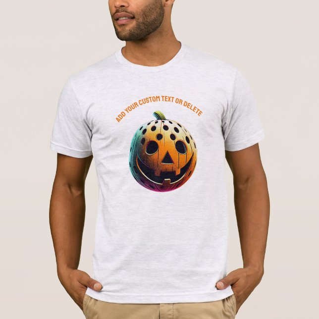 Pickleball Pumpkin Pickleballer Halloween Gift T-Shirt (Front)