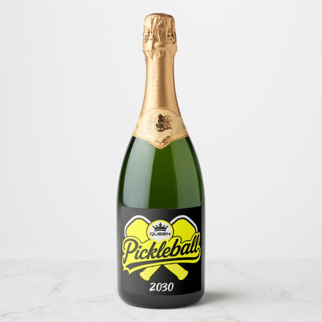 Pickleball Queen Champion Sparkling Wine Label (Front)