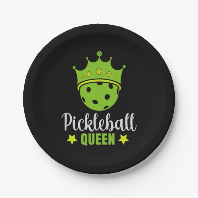 Pickleball Queen Funny Pickle Ball Queen  Paper Plates (Front)