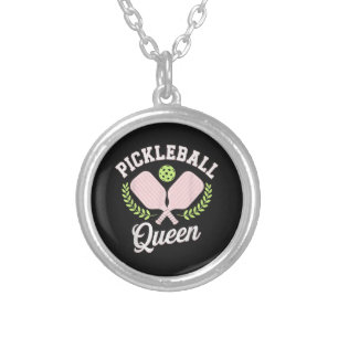 Pickleball Queen Funny Pickleball Player Silver Plated Necklace