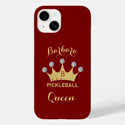 Pickleball Queen Glam Glitz Monogram Name Gold     Case_Mate iPhone 14 Case