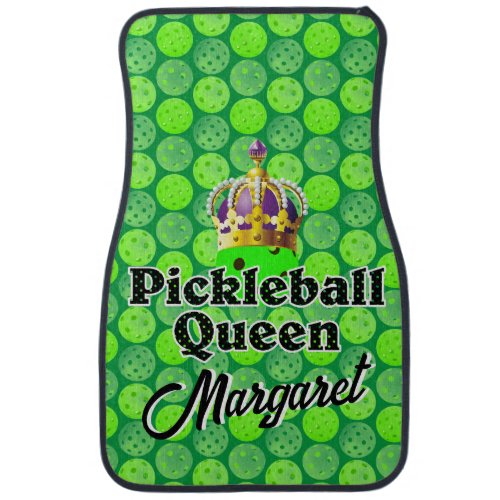 Pickleball Queen _ Green Pickleball Wearing Crown Car Floor Mat