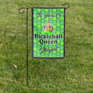 Pickleball Queen - Green Pickleball Wearing Crown Garden Flag