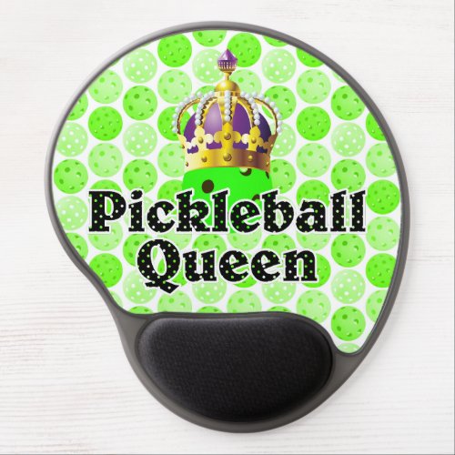 Pickleball Queen _ Green Pickleball Wearing Crown Gel Mouse Pad