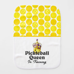 Pickleball Queen in Training Yellow Ball in Crown Baby Burp Cloth