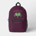 Pickleball Queen Logo Monogram Custom Name Printed Backpack