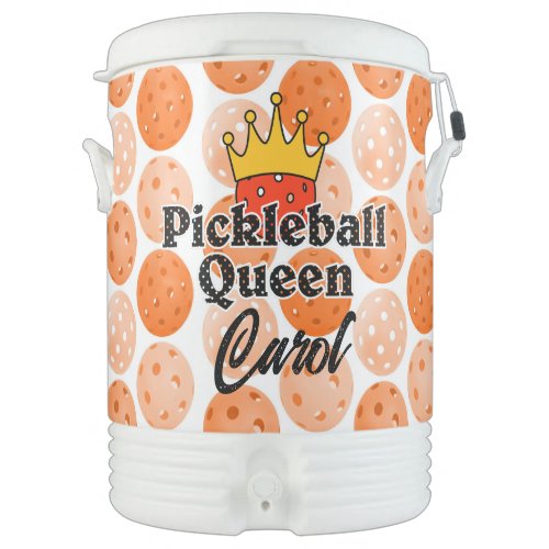 Pickleball Queen Orange Ball in Crown Personalized Beverage Cooler