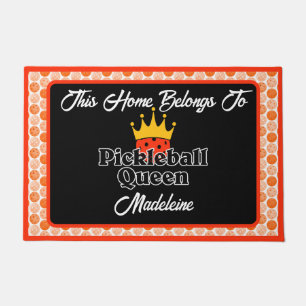 Pickleball Queen - Orange Pickleball Personalized Doormat